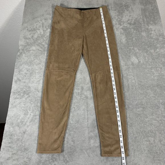 Lysse High Waisted Faux Suede Tan/brown Legging Casual Pants Size Medium - Picture 6 of 11